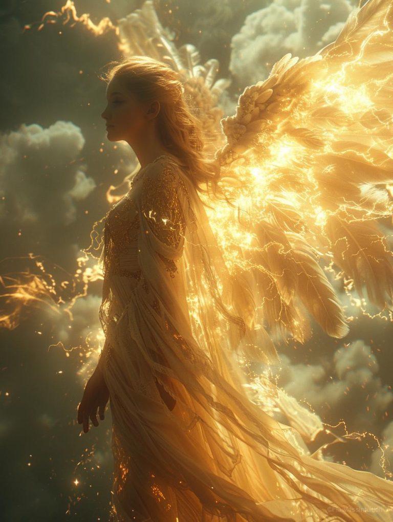 Alt Text: A serene angel statue in a peaceful garden_3