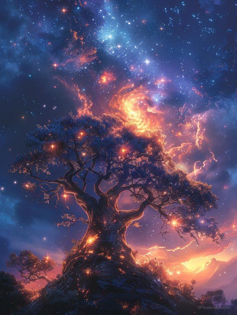 Image of a serene cosmic landscape with bright stars_3