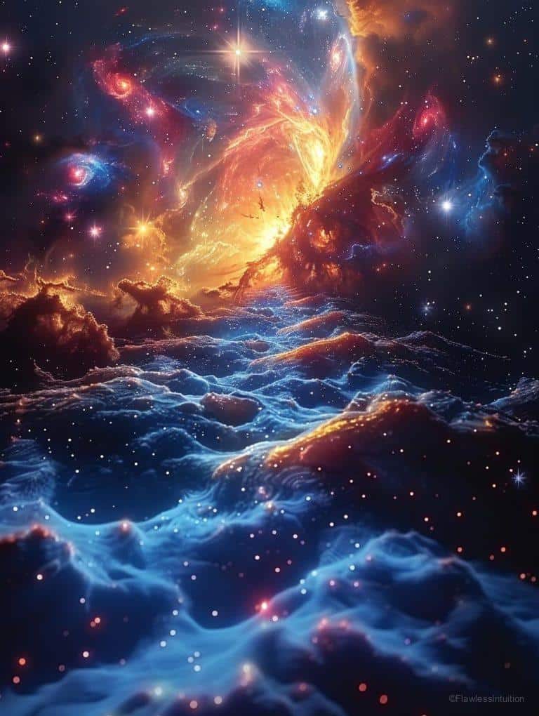 A mystical galaxy with stars and a glowing nebula_3