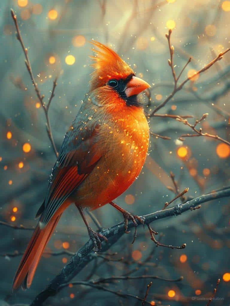 A vibrant cardinal perched on a tree branch._3