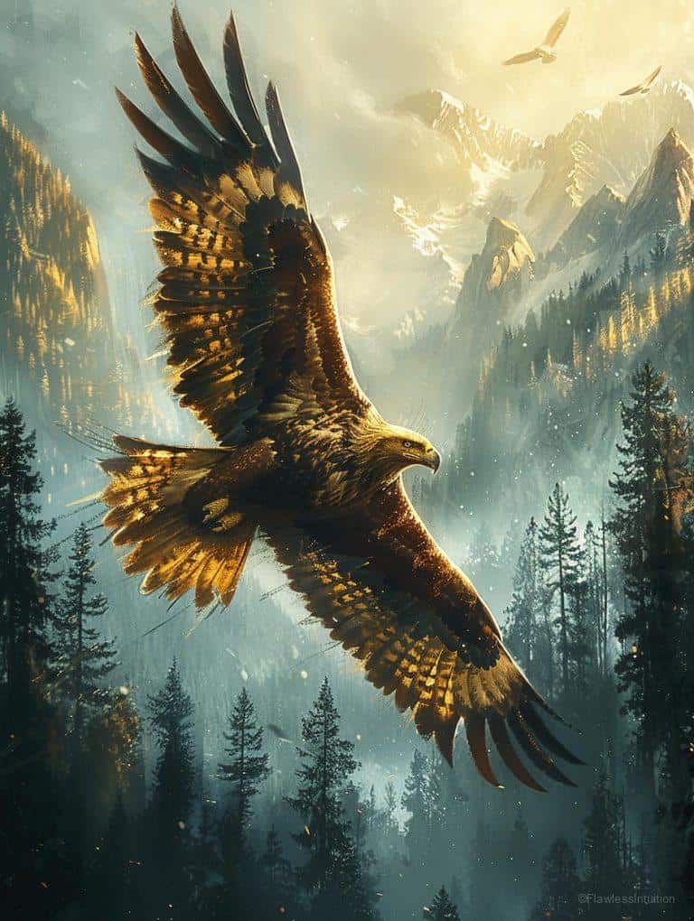 Alt Text: Eagle soaring high representing spiritual freedom_3
