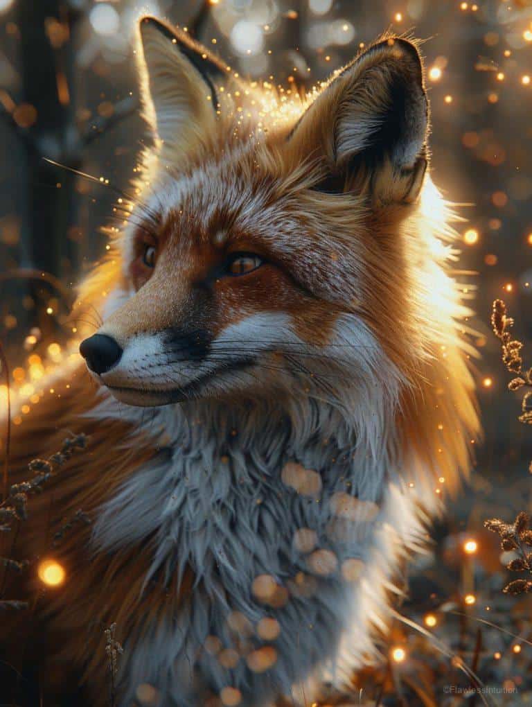 A fox standing in a forest under moonlight._3
