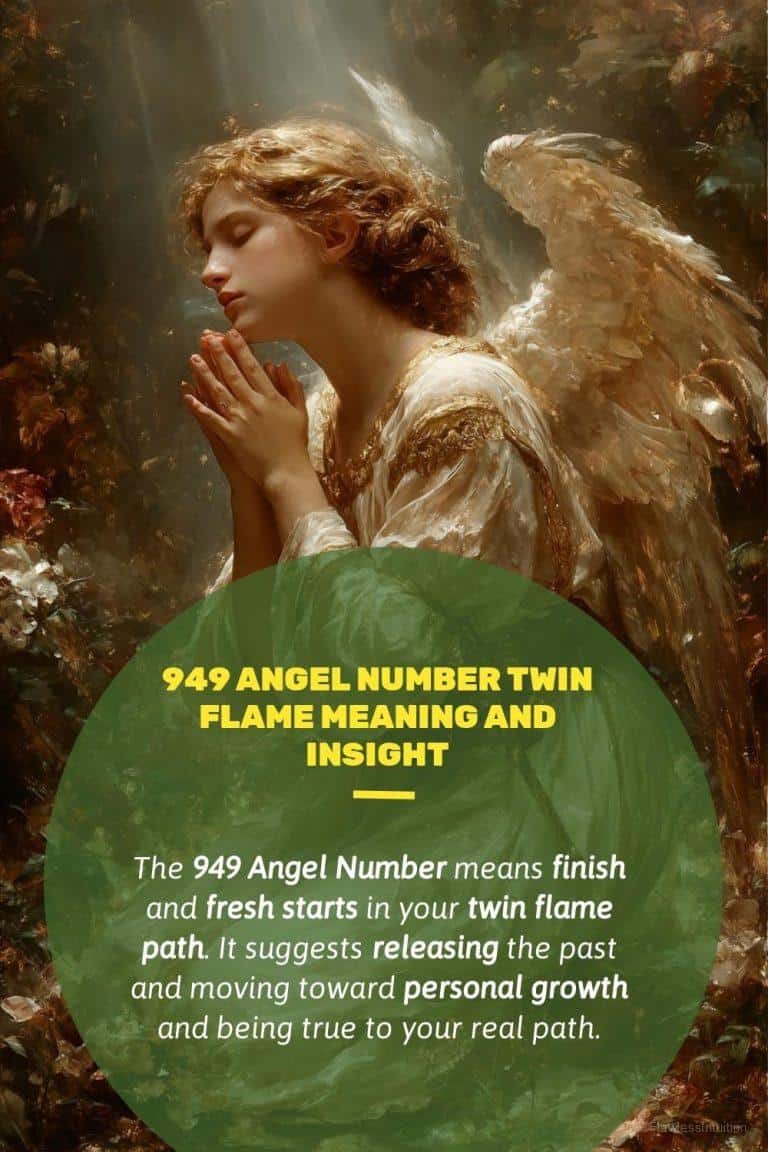 Angel number 949 displayed on a digital screen